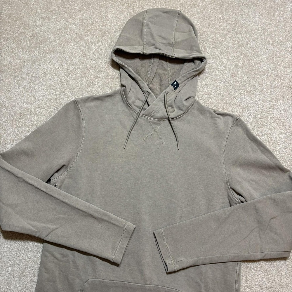 Gymshark Hoodie Sweatshirt Mens Large Brownā Longline Pullover Zip Pocket Gym